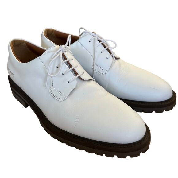 Common Projects - Men's Plain Toe Derby Shoes in White & Black - Picture 1 of 10